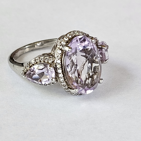 Genuine Rose De France Amethyst Ring in Platinum/925 Sz 6. New! - Picture 10 of 11